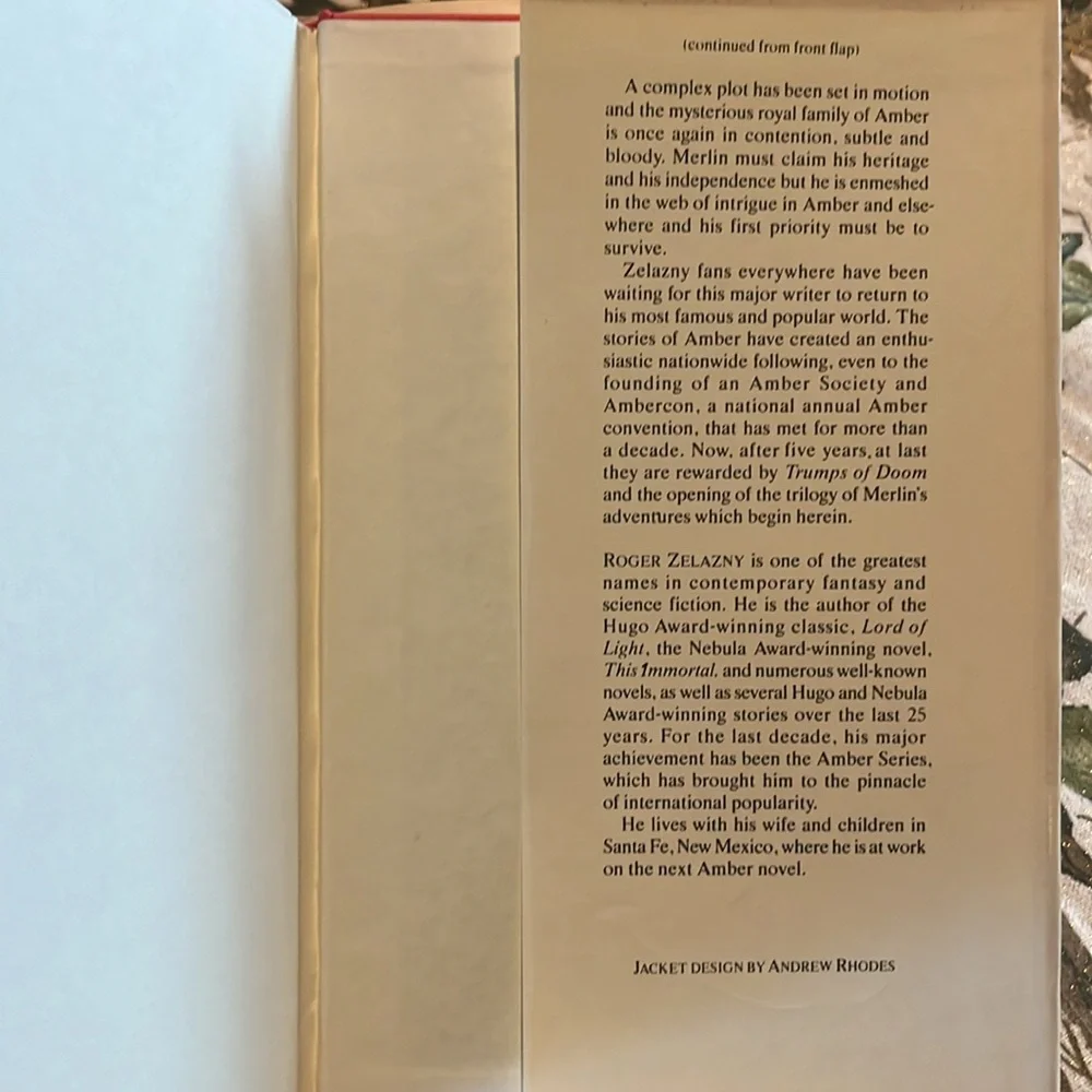 Trumps of Doom by Roger Zelazny 1985, Arbor House hardcover dust jacket Vintage
